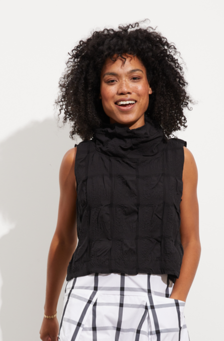 Wire Funnel Neck Sleeveless Top