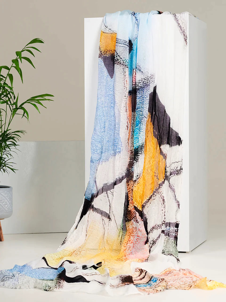 Blue, Cream, Black Scarf