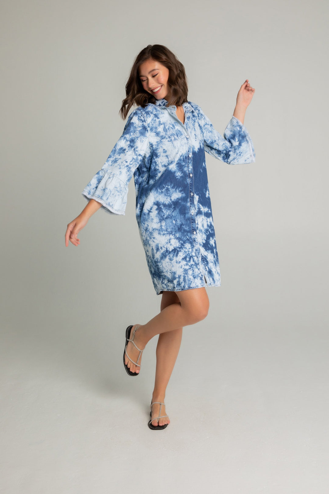 Denim Tie Dye Shirt Dress