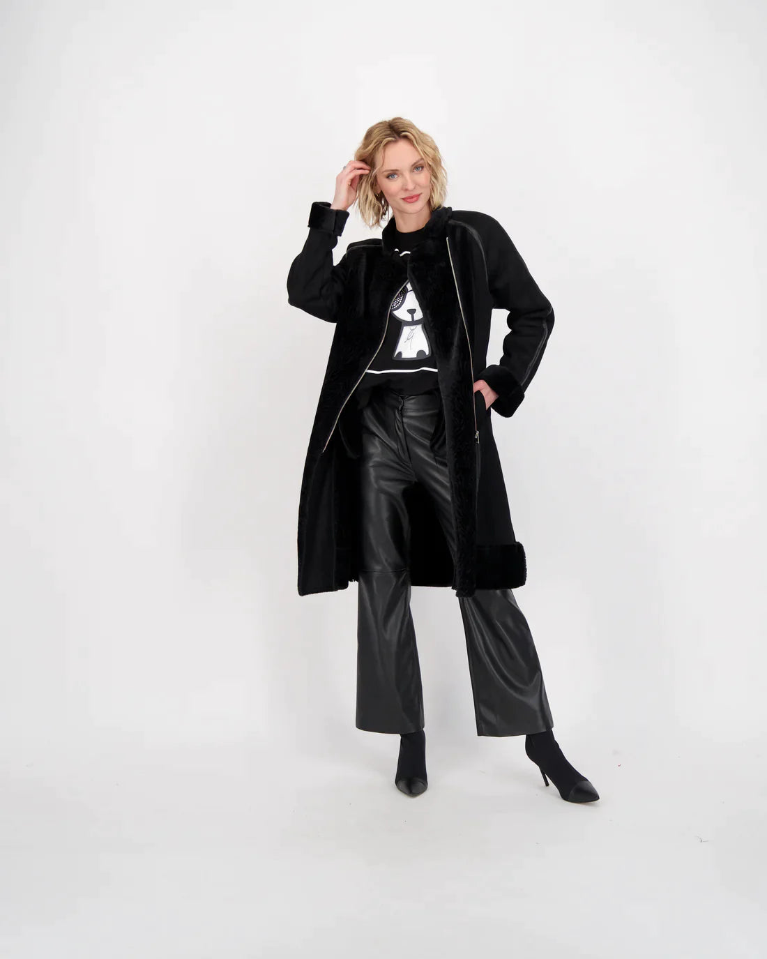Fur Front Zip-Up Long Coat – Modella Lifestyle