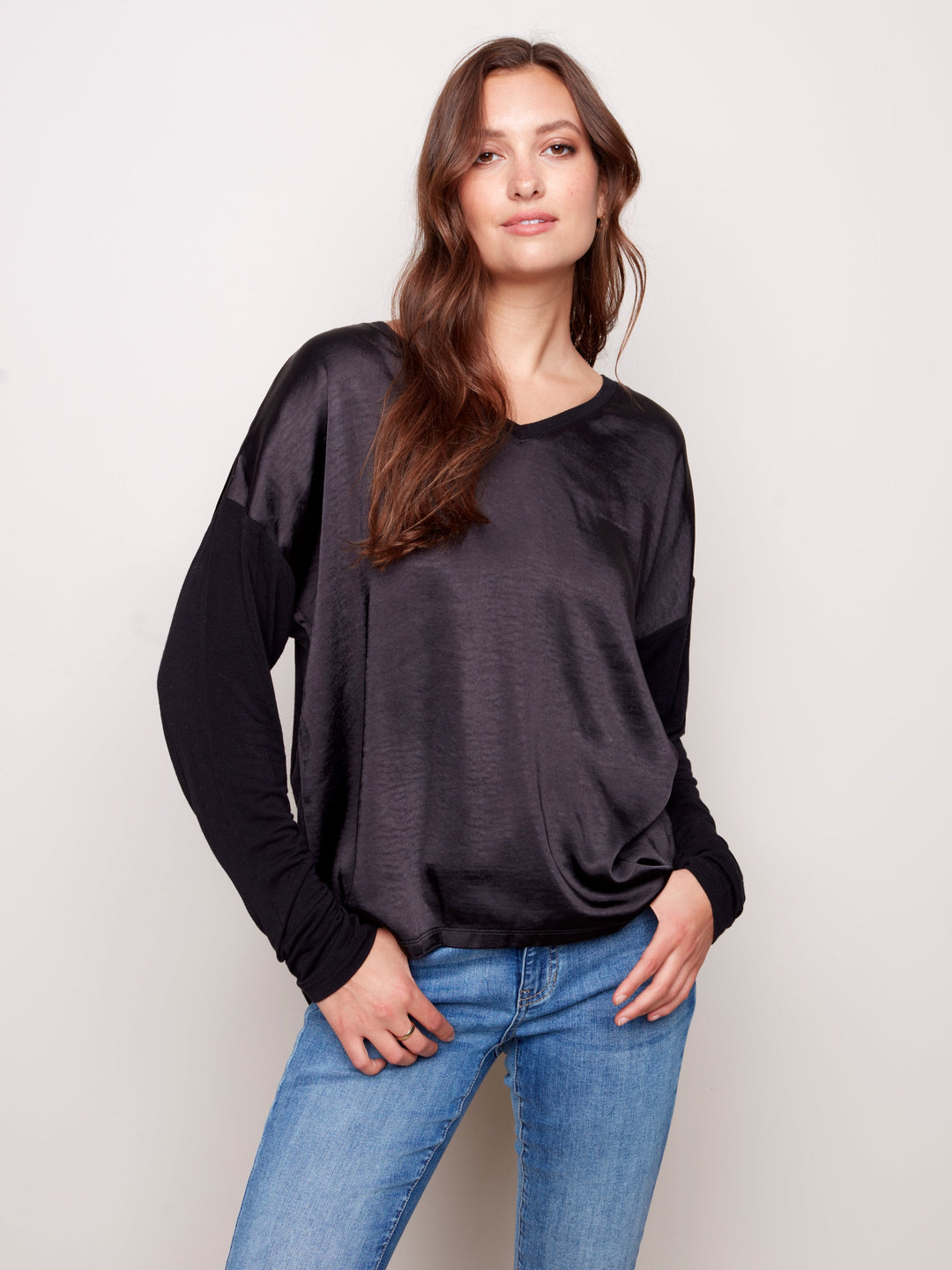 Fine Jersey VNeck Long Sleeve Top