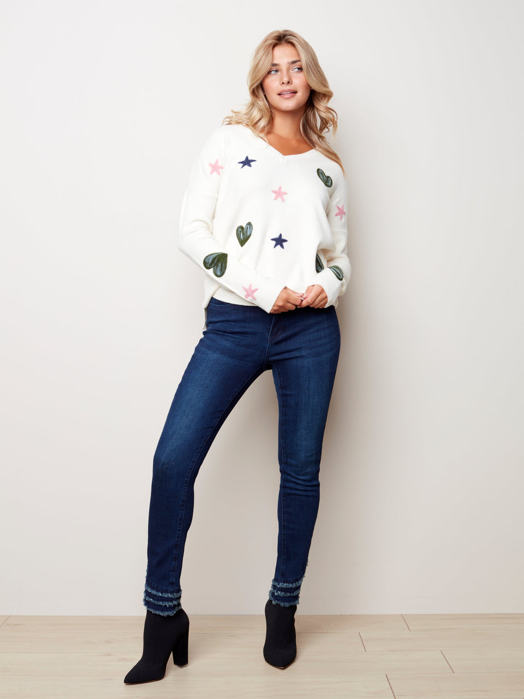 Super Plush Heart V-Neck Sweater