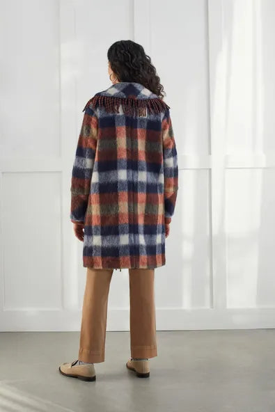 Fringe Plaid Soft Cardigan