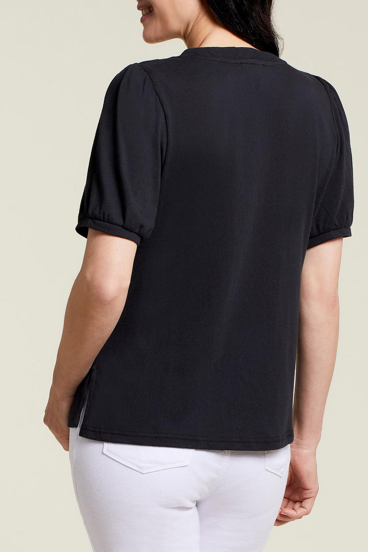 Short Sleeve Henley Top With Contrast Shoulder