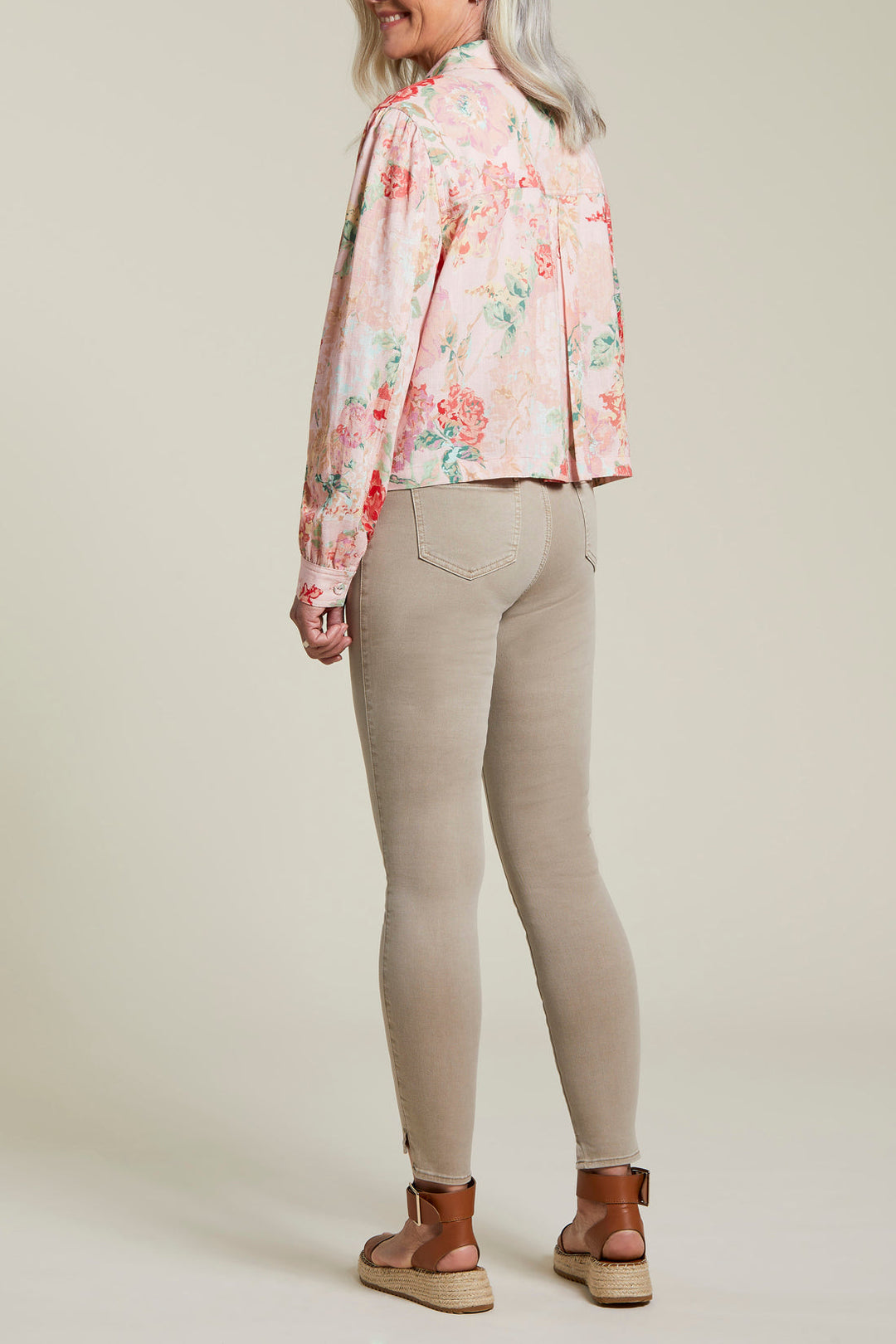 Floral Linen Botton Front Jacket