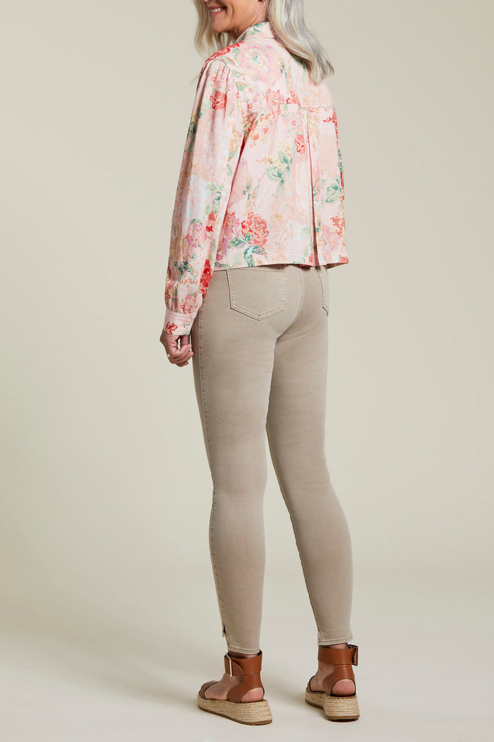 Floral Linen Botton Front Jacket