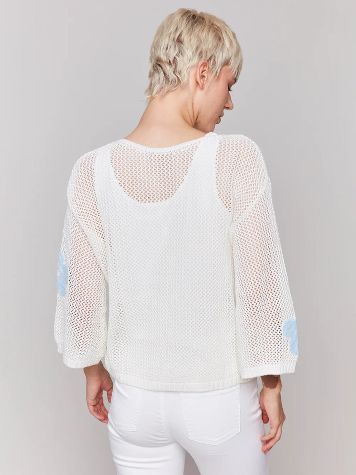 Jacquard Knit 3/4 Sleeve Sweater