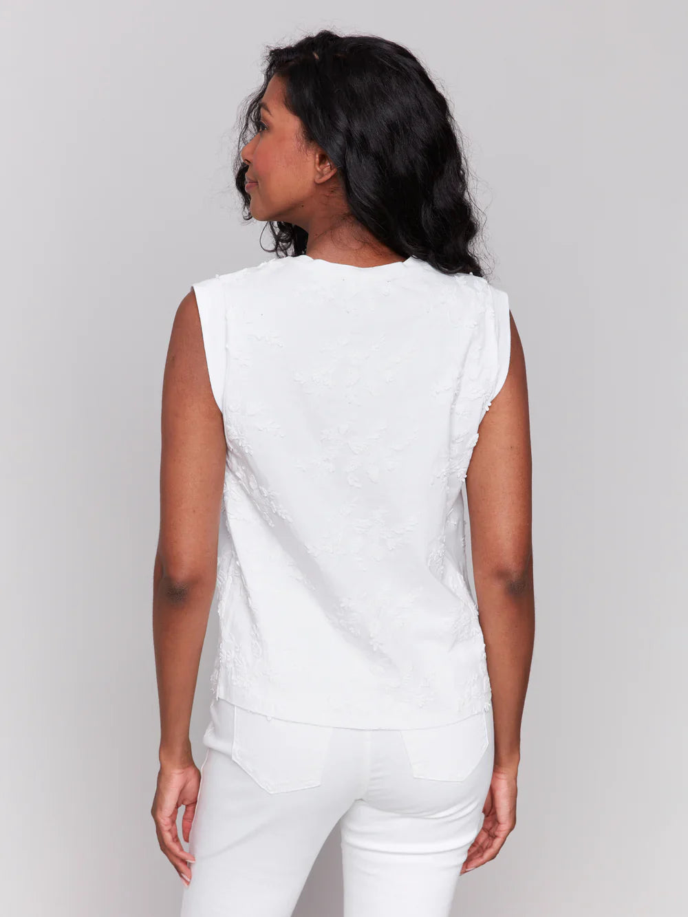 Embroid Jersey Sleevelss Top