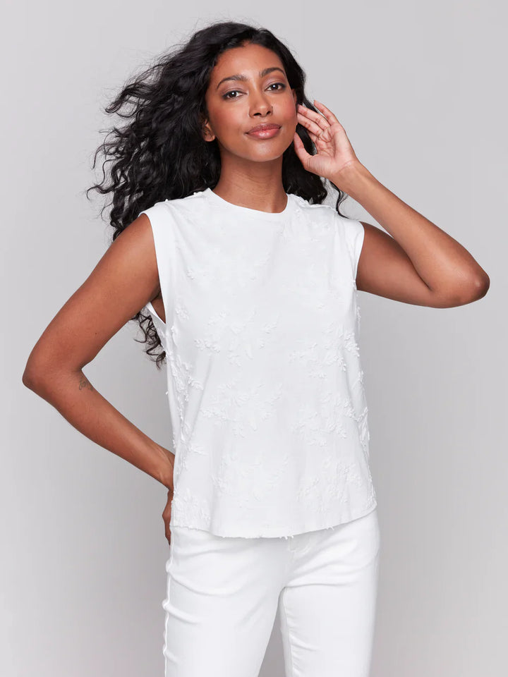Embroid Jersey Sleevelss Top