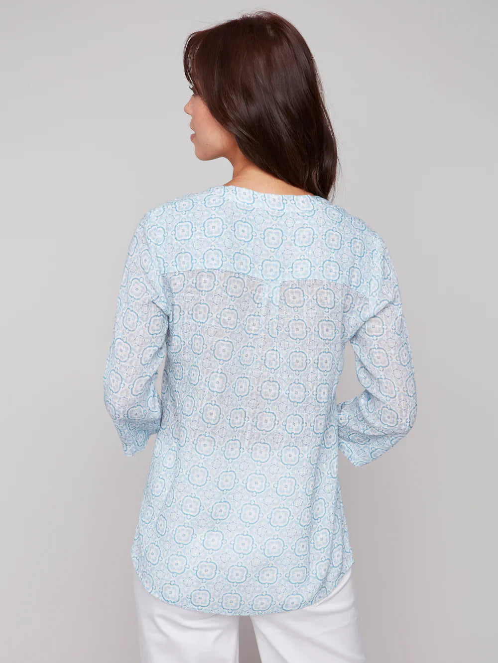 Cotton Gauze Print Roll-Seelev Top