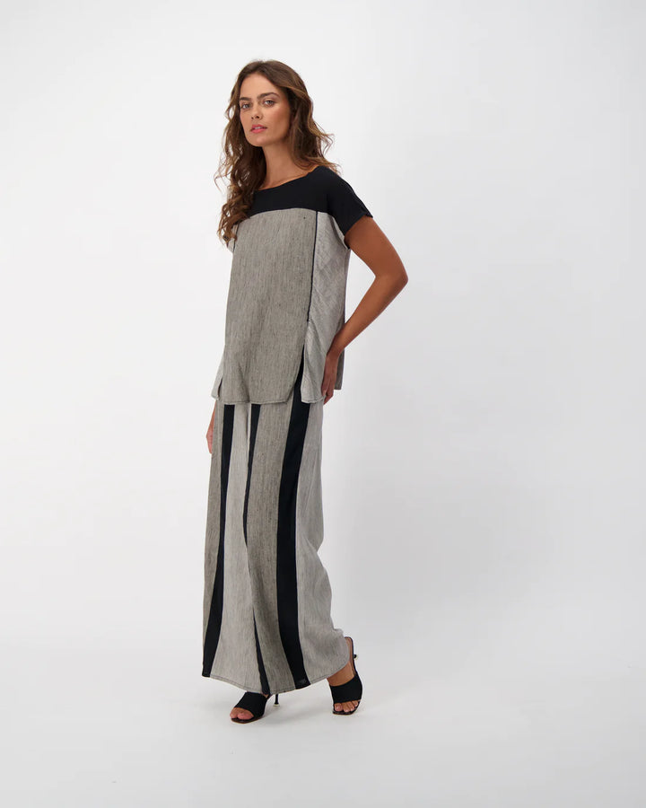 Linen/Cotton Striped Pant