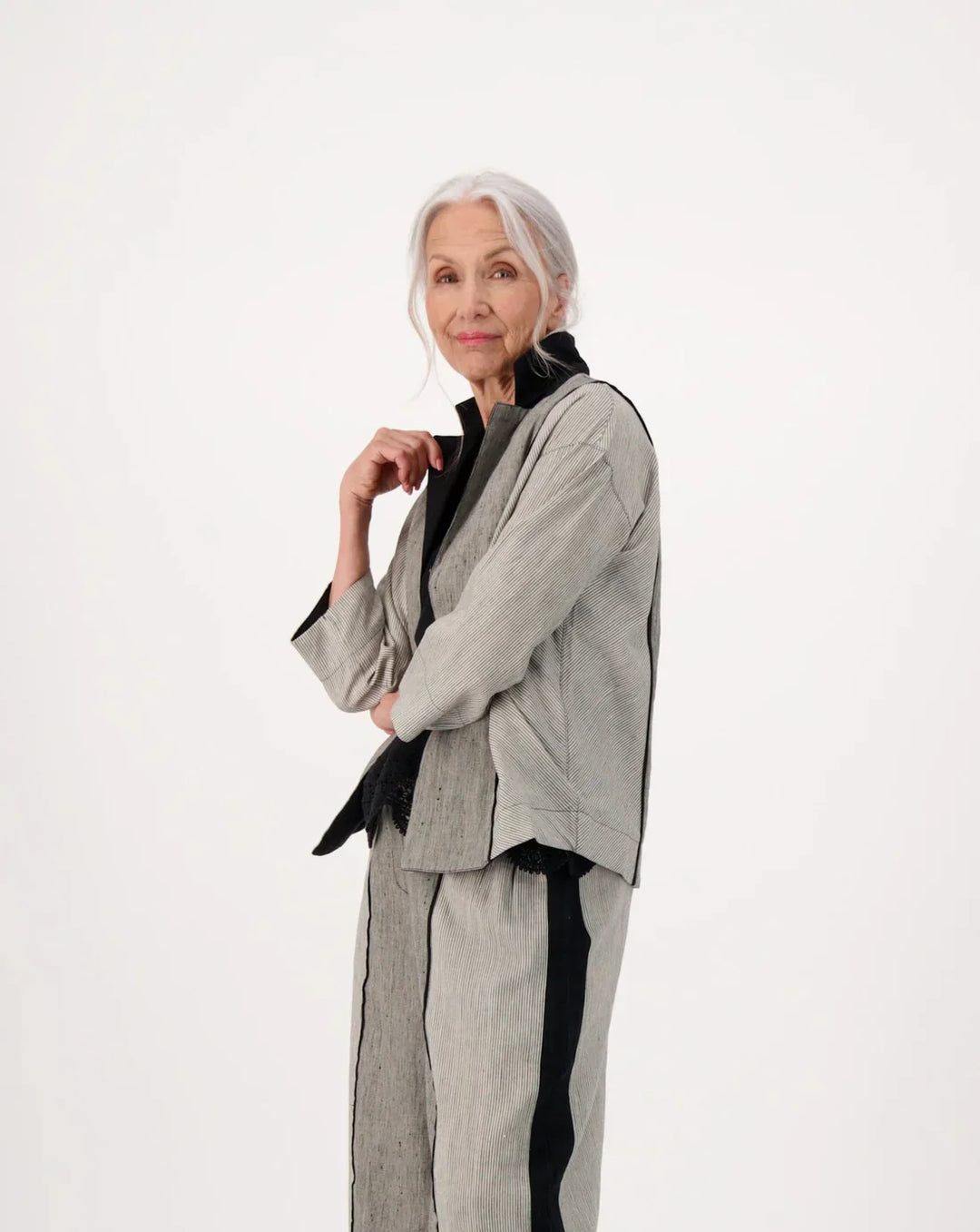 Madras Linen Blind Collared Jacket