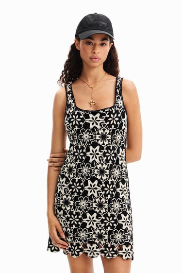 Crochet Overlay Tank Dress