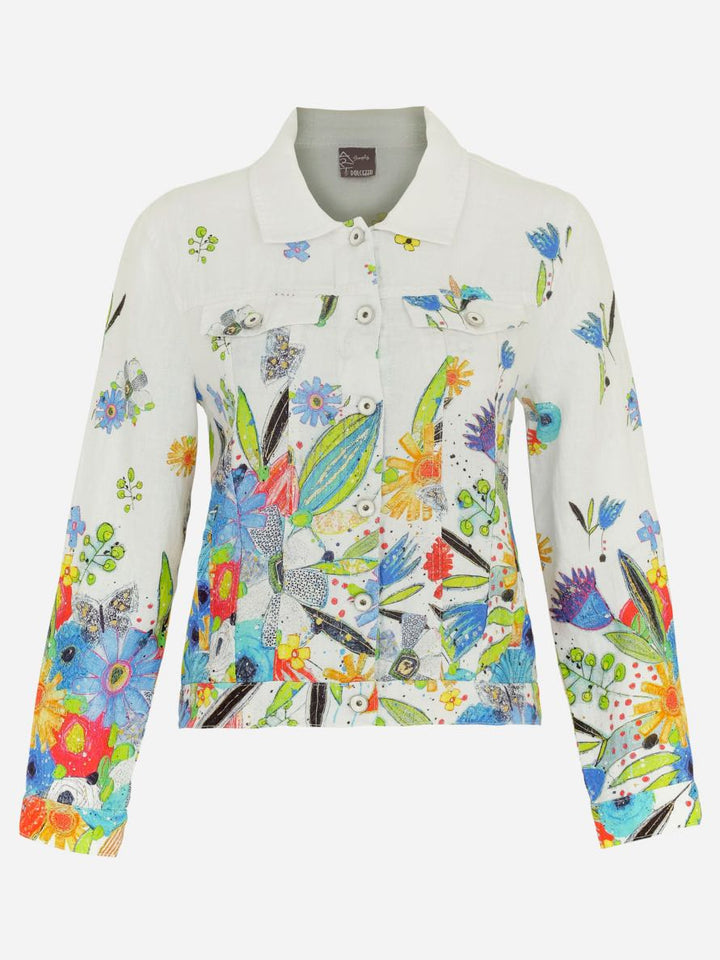 Art Garden Print Baseball Jacket