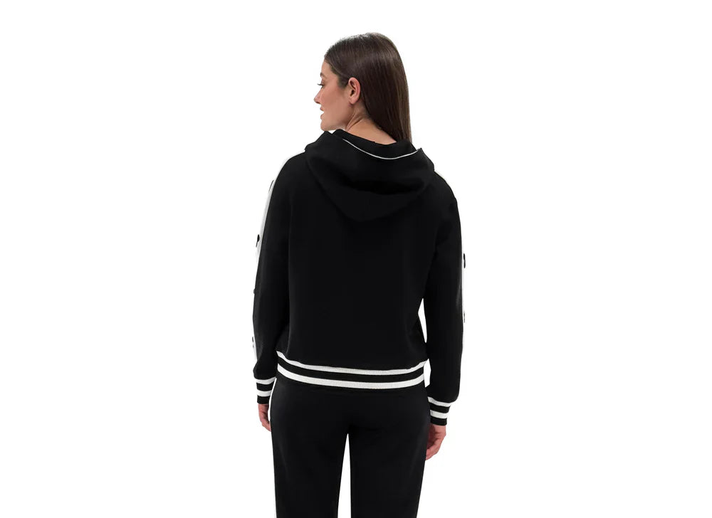Black White Floral Hoodie
