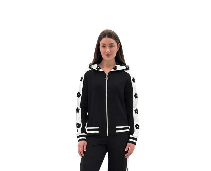Black White Floral Hoodie