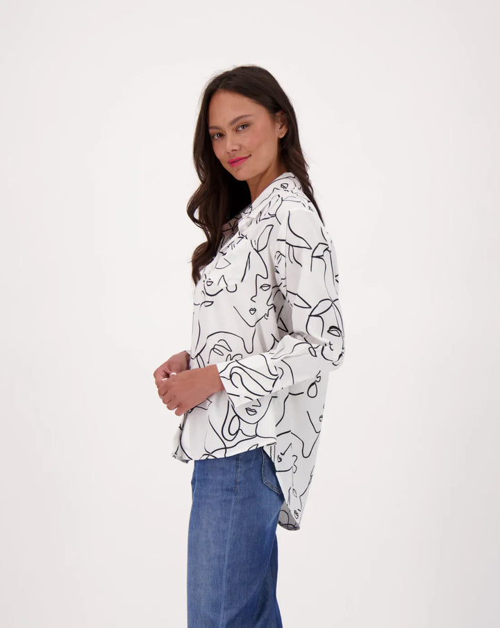 Face Art Print Button-Up Shirt