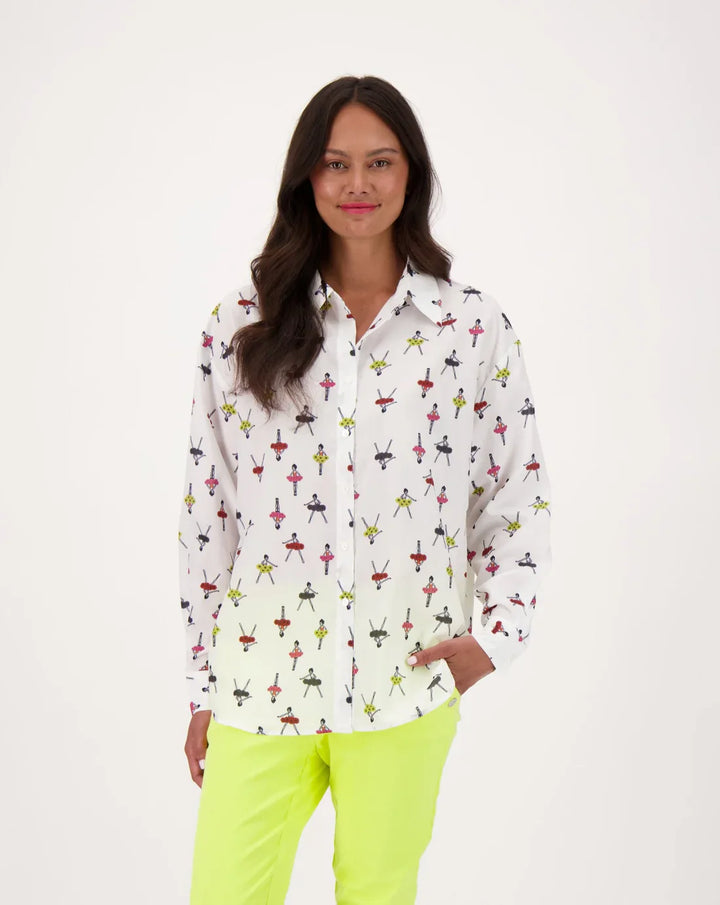 Ballerina Print Button-Up Shirt