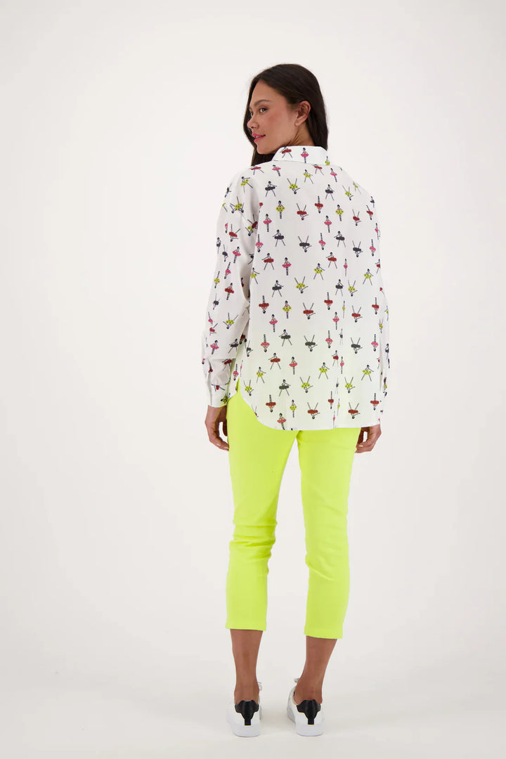 Ballerina Print Button-Up Shirt