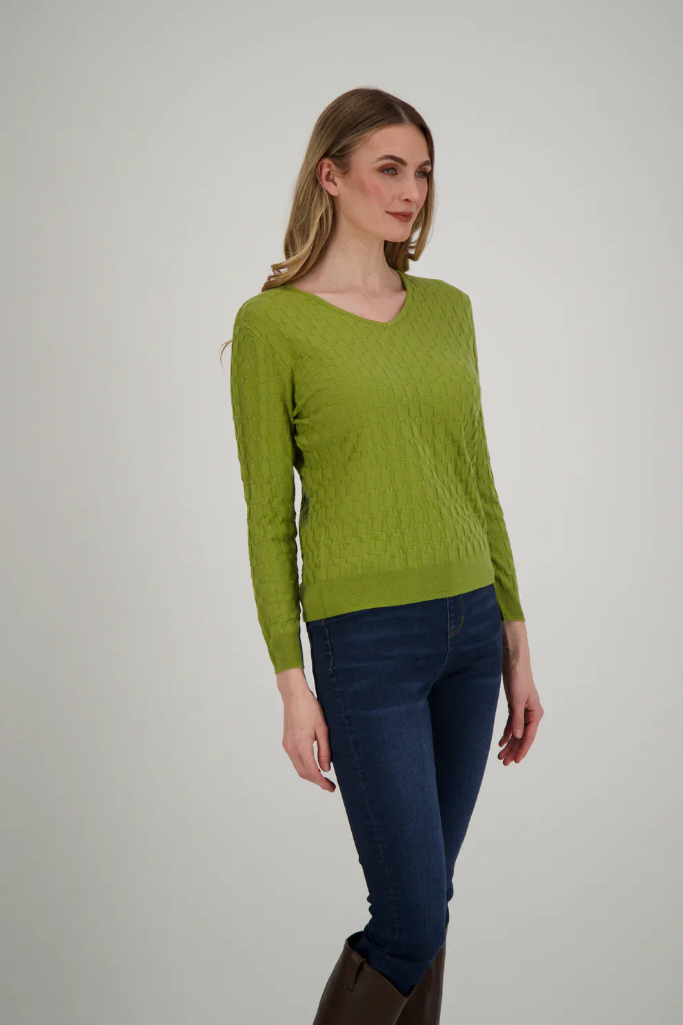 V-Neck Basket Weave Sweater