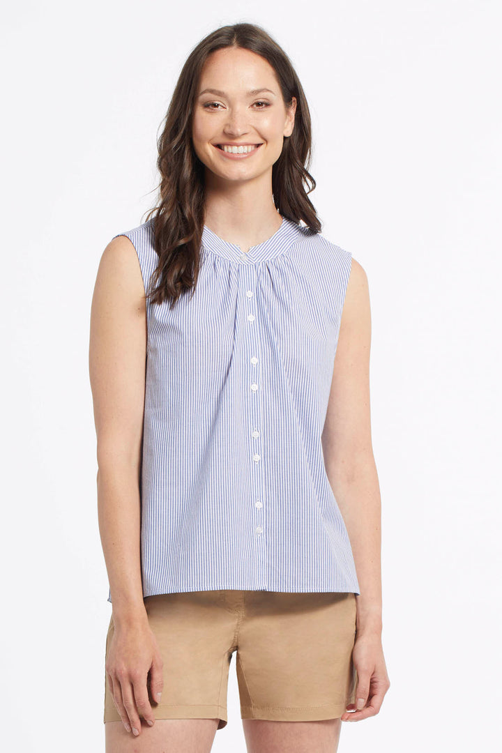 Sleeveless Button Front Top