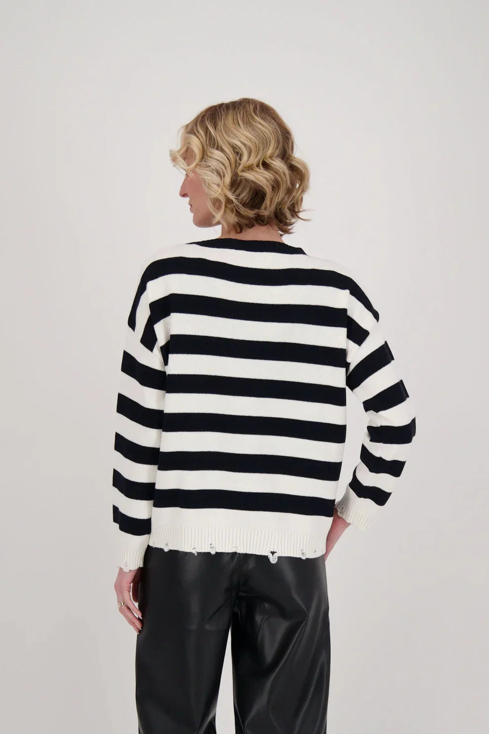 Distressed Hem Stripe Sweater