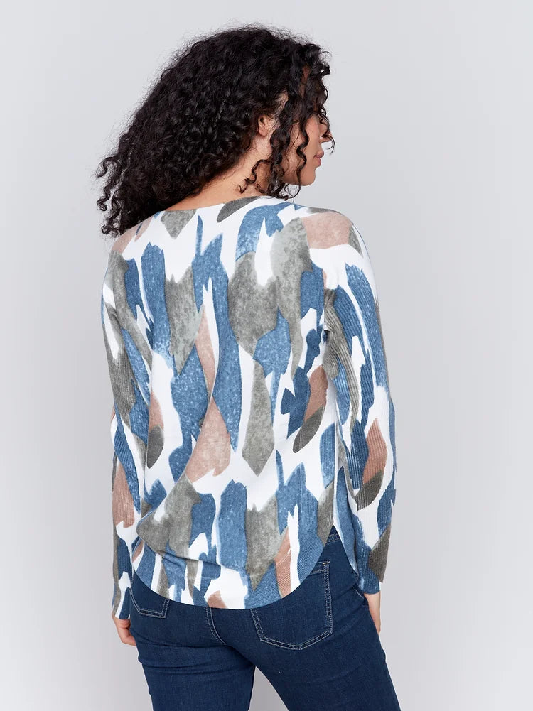 Printed Round Hem Sweater