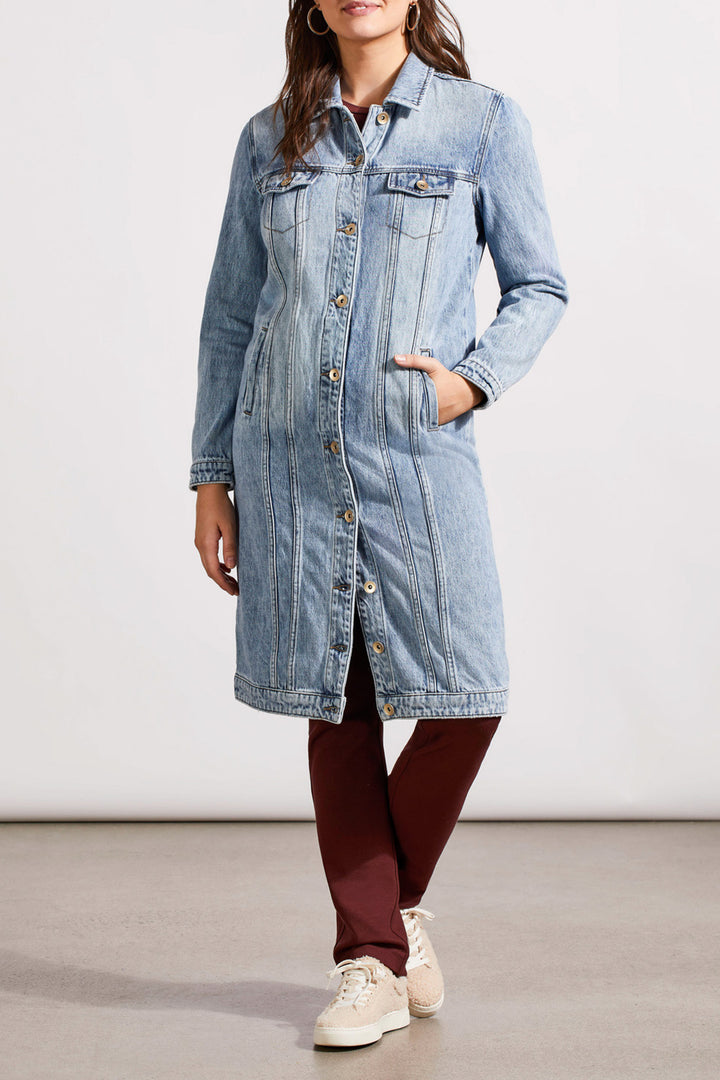 Long Denim Duster With Pockets