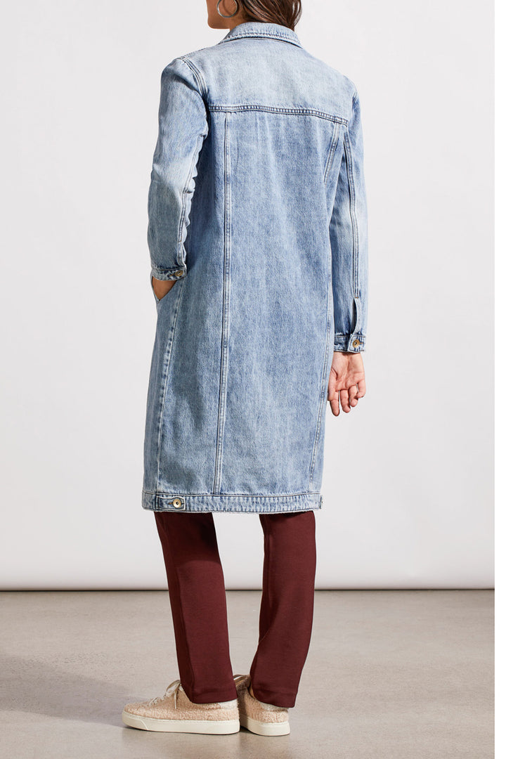 Long Denim Duster With Pockets