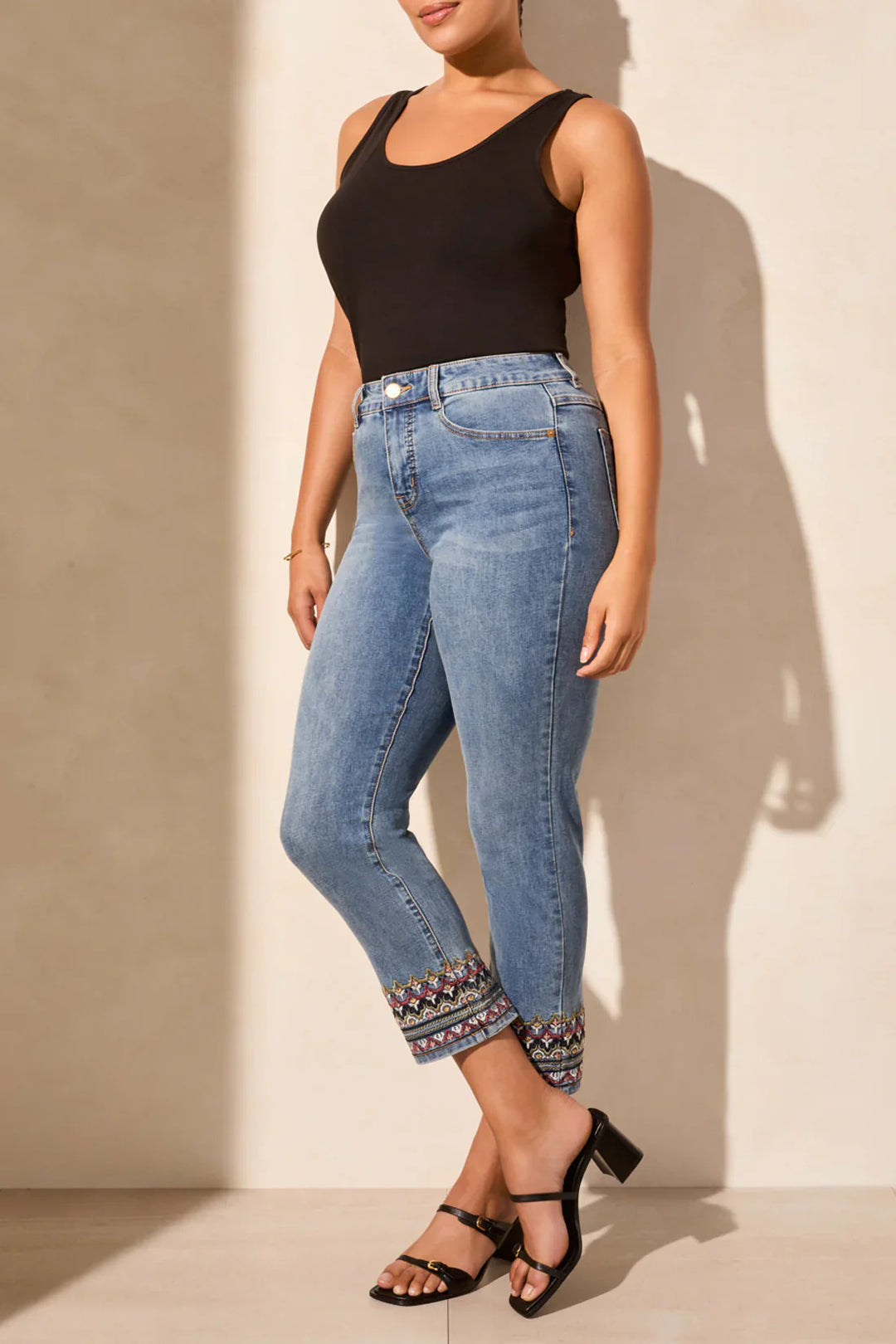 Audrey Straight Crop Jean With Ebroidery