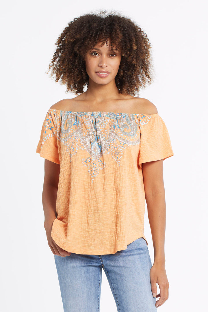 Crinkle Knit On/Off Shoulder Top