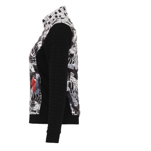 Short Geo Print Black Puffer Jacket