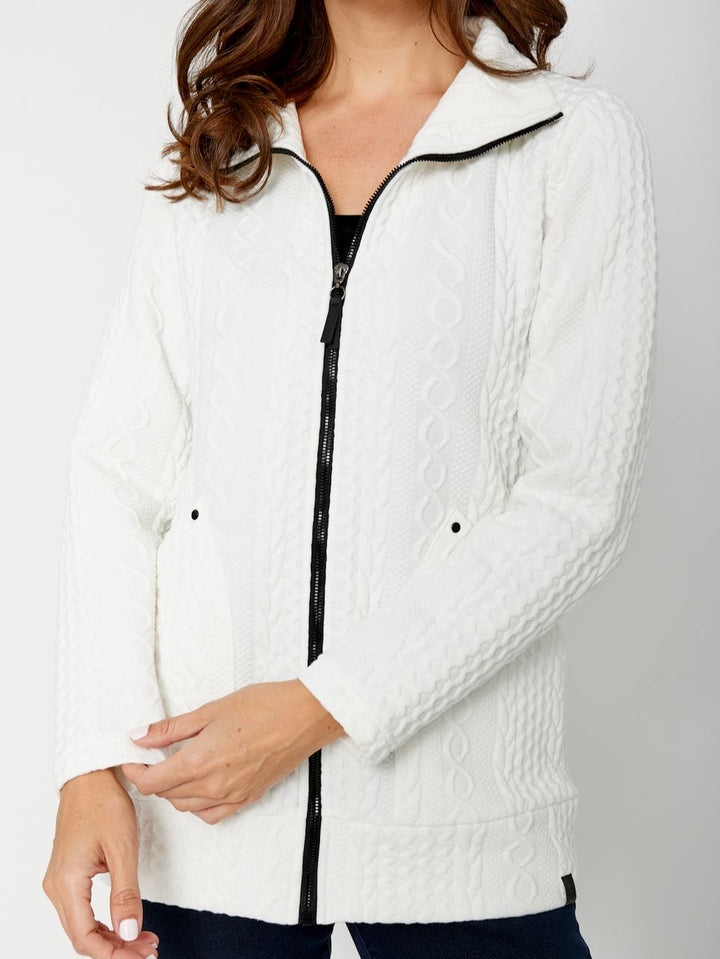 Plus Size Long Sleeve Funnel Neck Zip Jacket