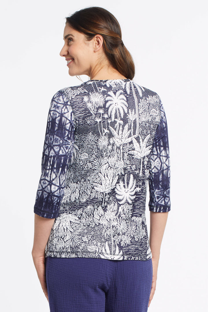 3/4 Sleeve Scoop Neak Print Top