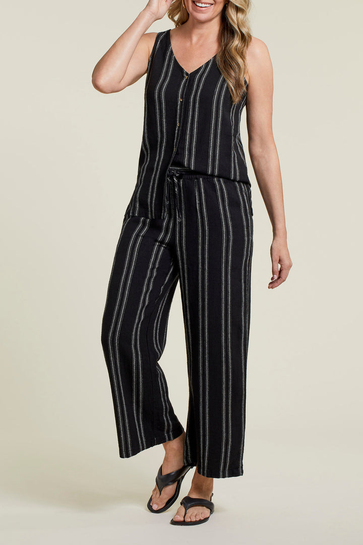 Stripe Button-Down Side-Slit Tanktop