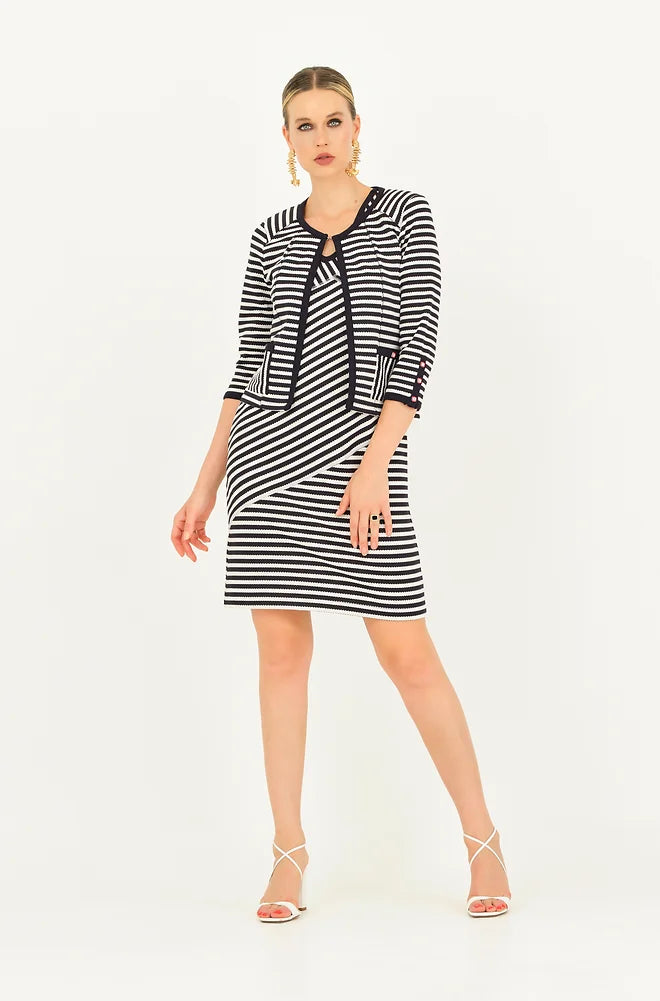 Sleeveless Striped V-Neck Dress