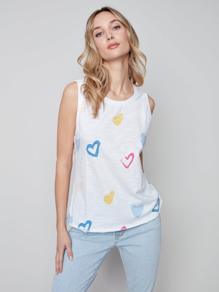 Sleeveless Printed Cotton Top