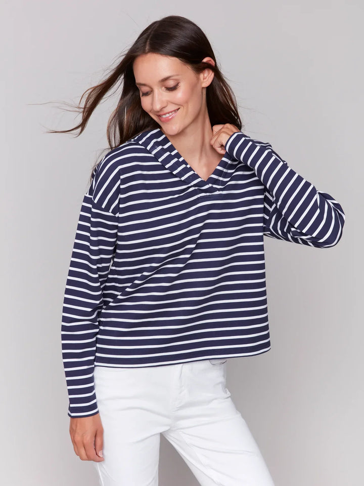 Striped Baby Terry Long Sleeve Top
