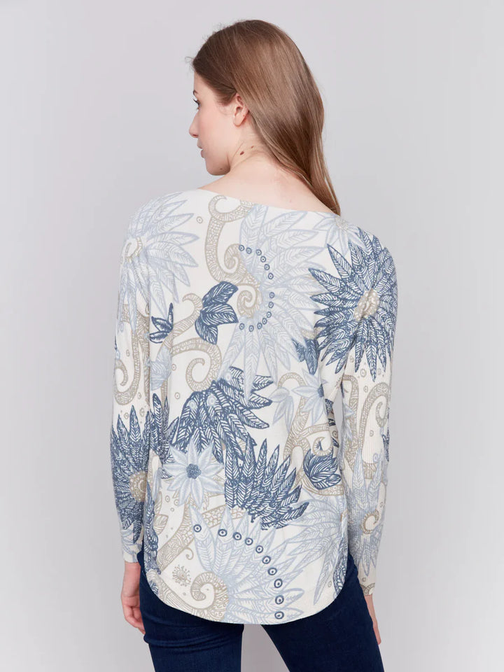 Printed Round Hem Sweater