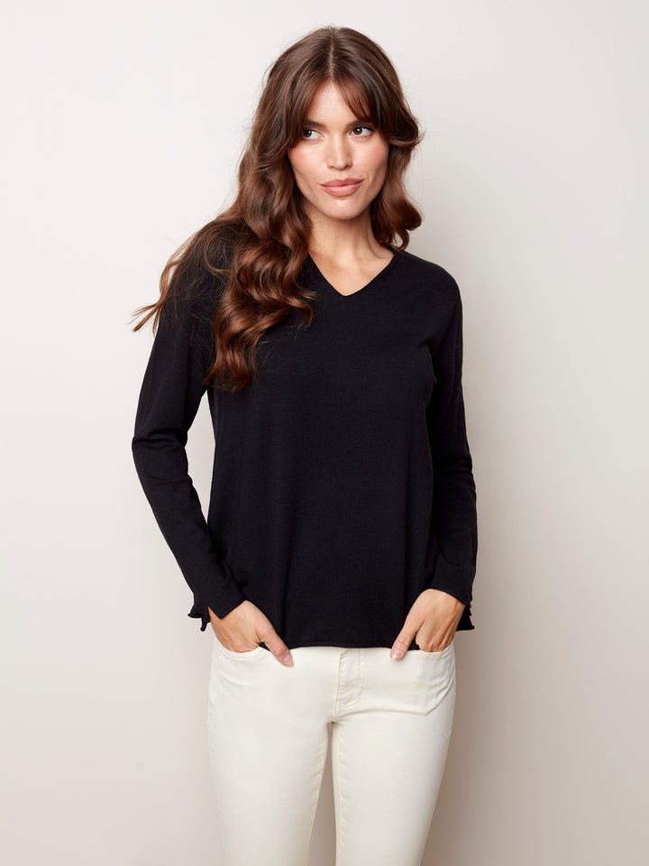 V-Neck Plush Knit Sweater