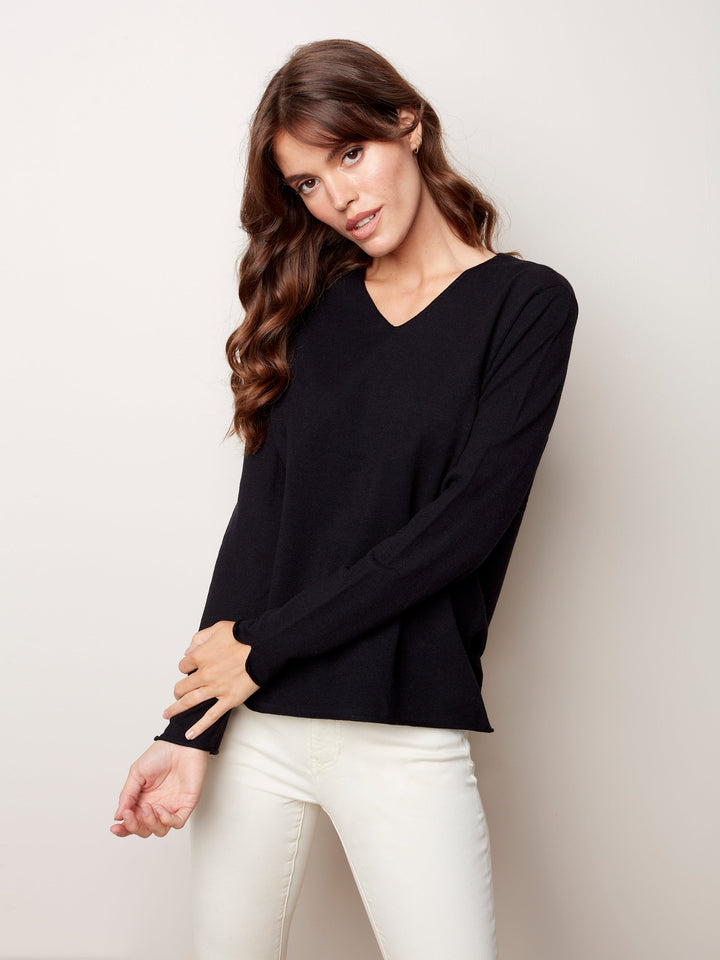 V-Neck Plush Knit Sweater