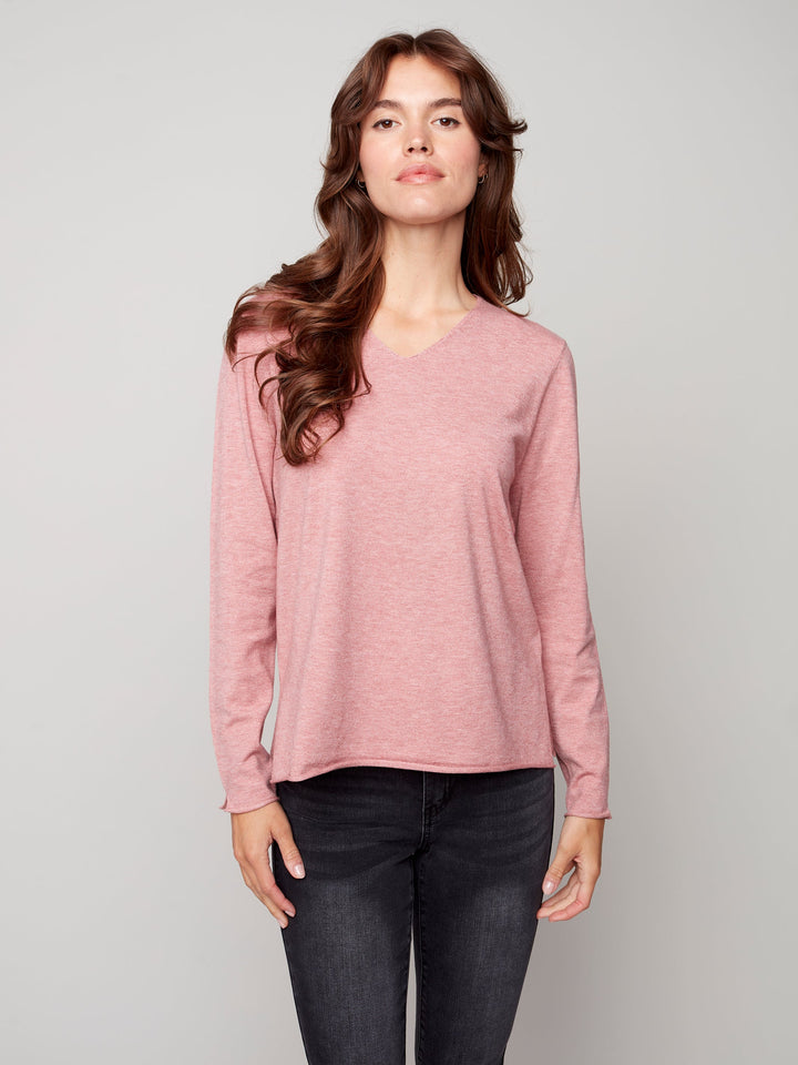 V-Neck Plush Knit Sweater