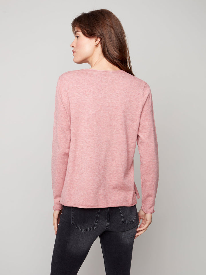 V-Neck Plush Knit Sweater