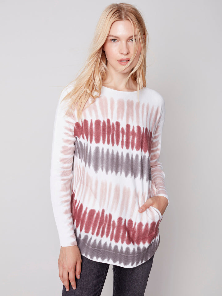 Plush Printed Knit Long Sleeve Top