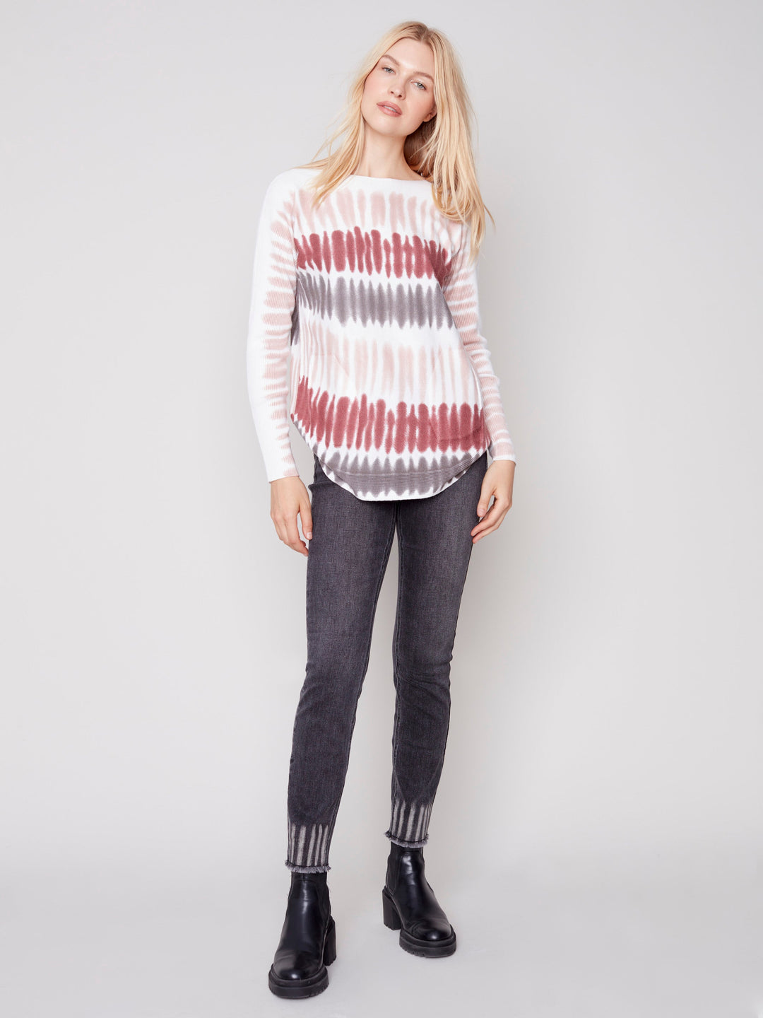 Plush Printed Knit Long Sleeve Top