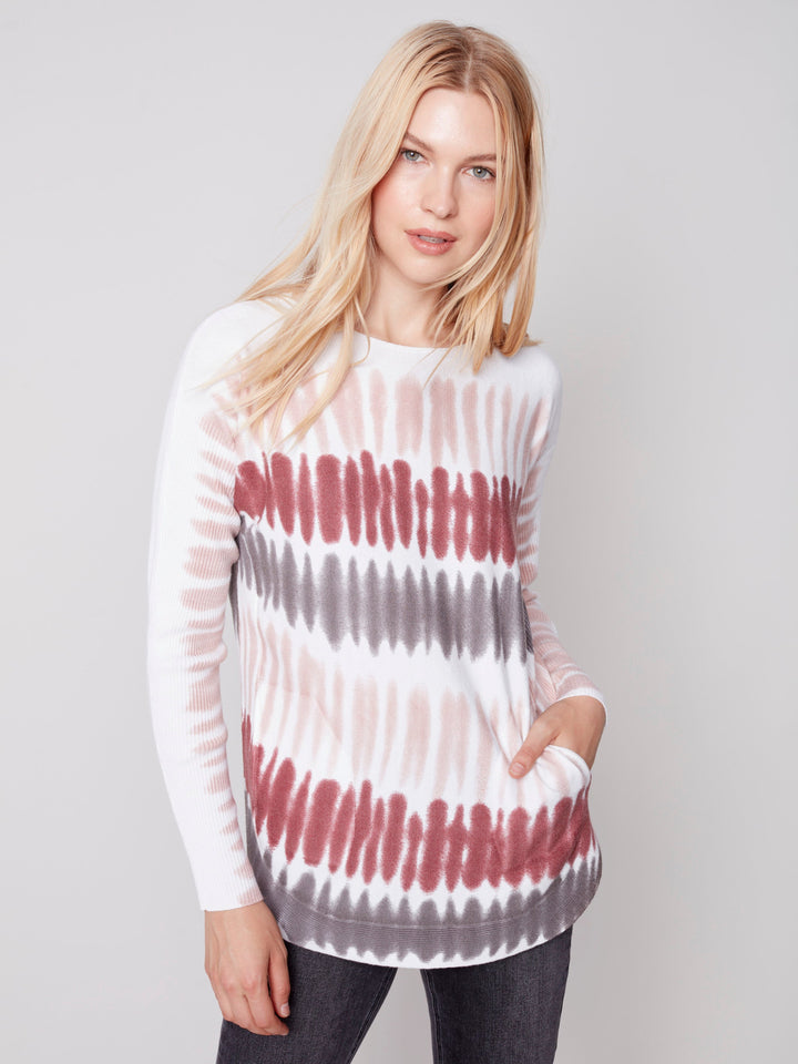 Plush Printed Knit Long Sleeve Top