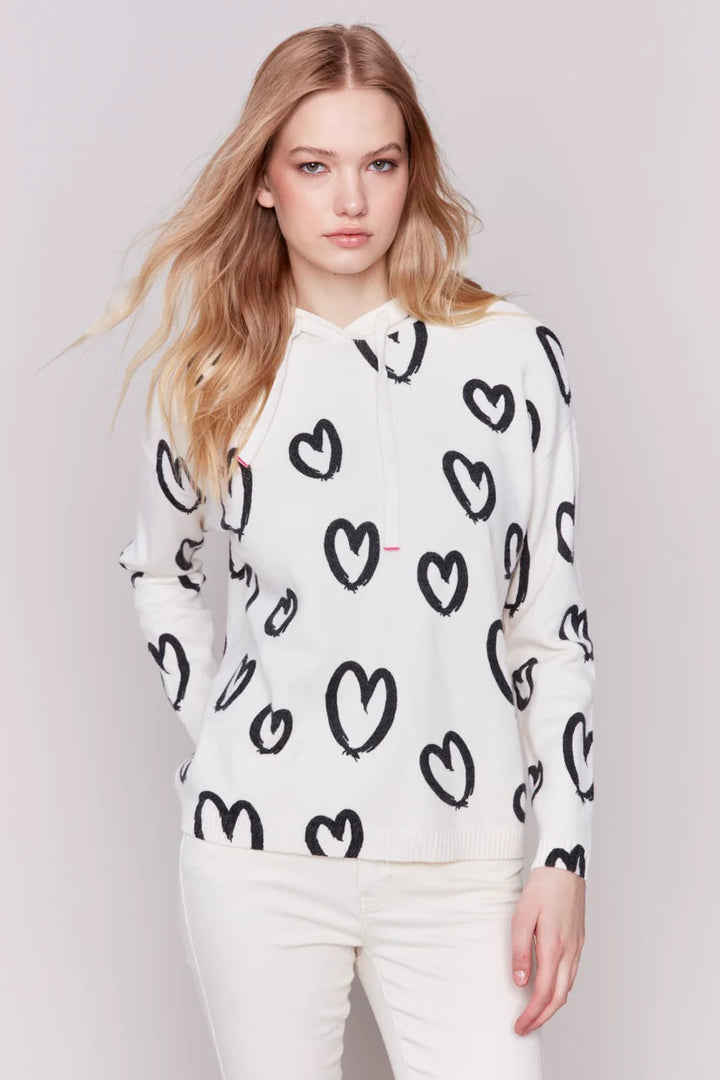 Printed Hearts Hoodie