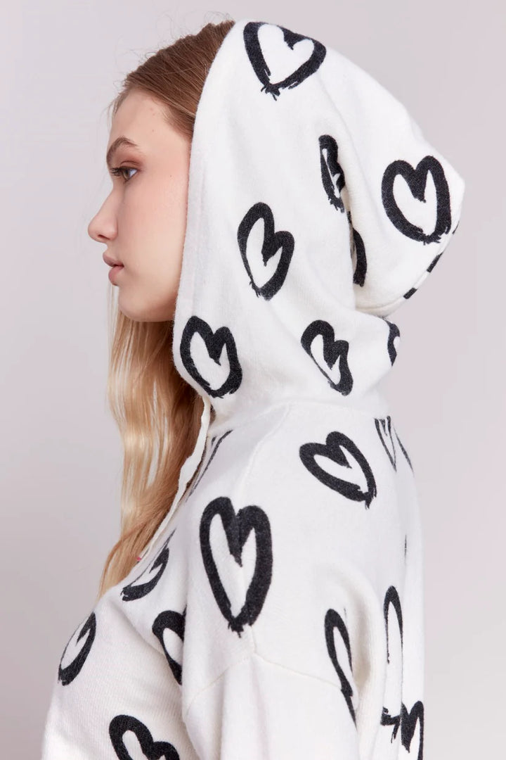 Printed Hearts Hoodie