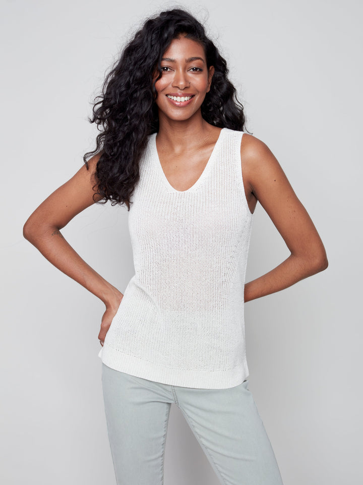 Sleeveless V-Neck Linen Top