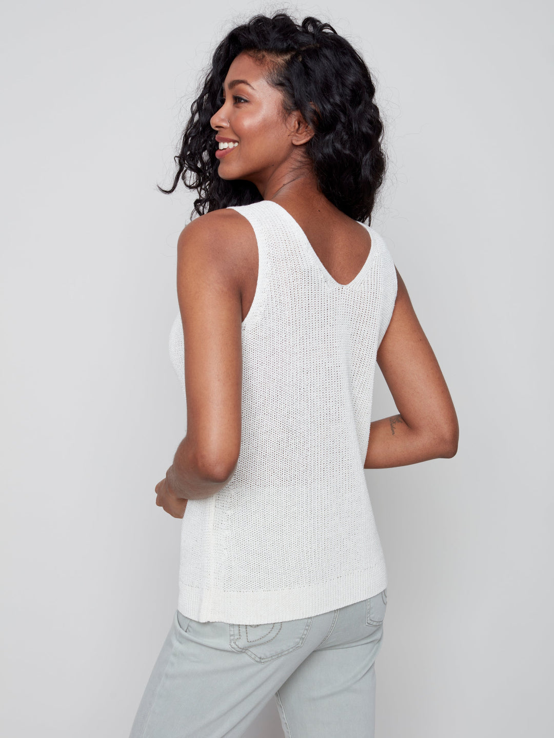 Sleeveless V-Neck Linen Top